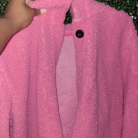 Pink  Teddy Fur Crop Jacket - Picture 4 of 4